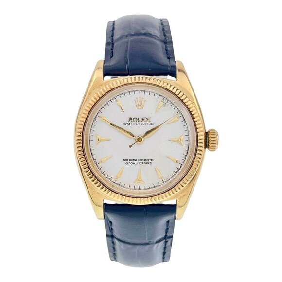 Rolex Oyster Precision 18k Yellow Gold Silver Dial 34mm Automatic Mens Watch - Picture 1 of 8